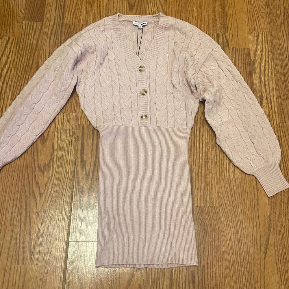 Fashion Nova Pink Long Sleeve Knit Dress